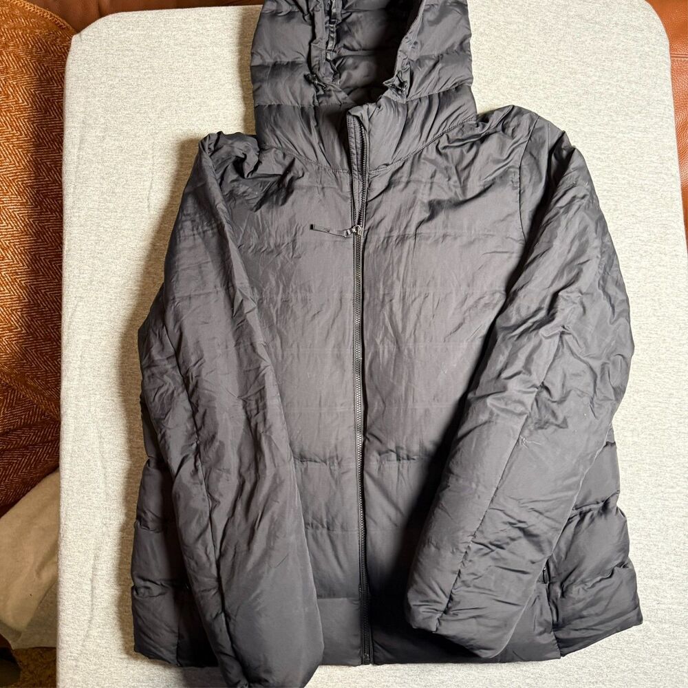 Uniqlo Ultra Light Down Coat Black Hooded Puffer Jacket Size XL